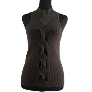 Heartloom knit top sleeveless cable knit interlock twist neck detail sz Lg NWT